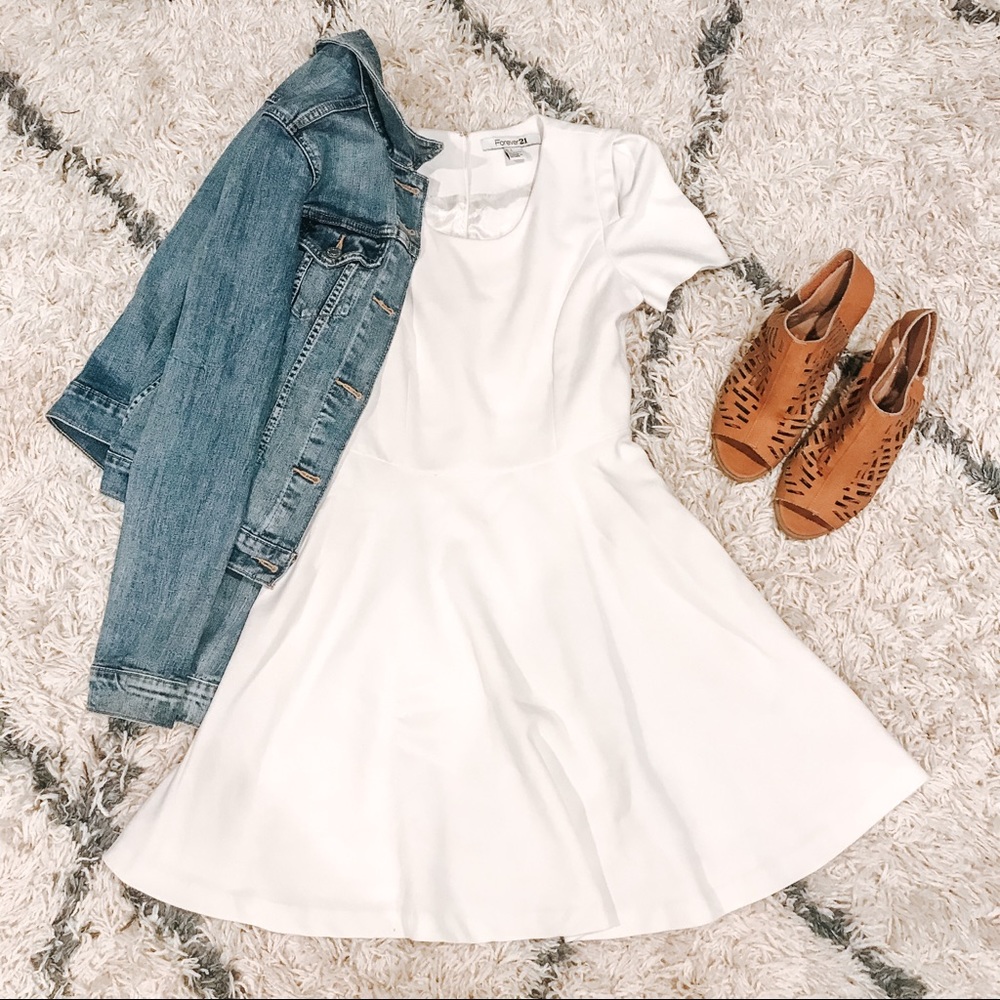 Cream Forever 21 Fit N’ Flare Dress Small